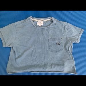 blue calvin klein cropped shirt!